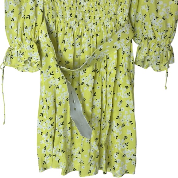 For Love & Lemons Chrysanthemum Mini Dress Lemonade Yellow Floral Medium - Picture 7 of 16